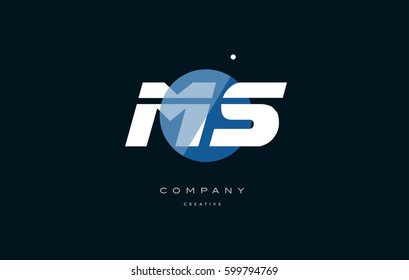 ms m s  blue circle dot big font alphabet company letter logo white design vector icon template 