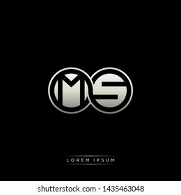 MS M S initial letter linked circle capital monogram logo modern template silver color edition