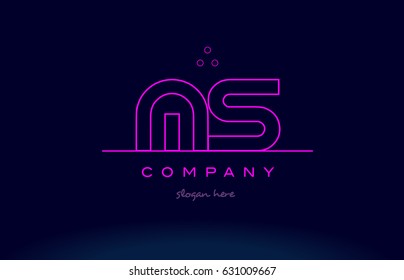 ms m s letter alphabet text pink purple dots contour line creative company logo vector icon design template