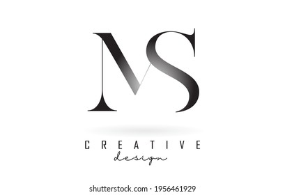 Diseño de letra MS m S concepto de logotipo de logotipo con tipo de letra serif y estilo elegante. Icono de ilustración de vector con letras M y s.