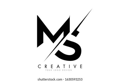 MS M S Letter Logo Design with a Creative Cut. Creative logo design..