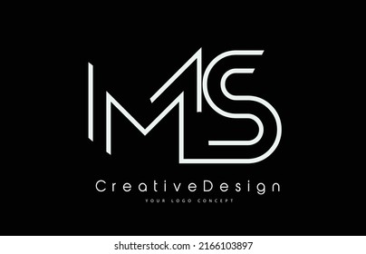 Diseño del logotipo de la carta MS M S en colores blancos. Ilustración del logotipo del icono del vector de letras modernas creativas.