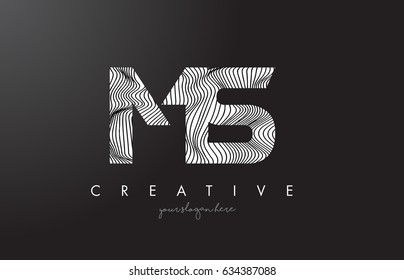 MS M S Letter Logo with Zebra Lines Texture Design Vector Illustration.