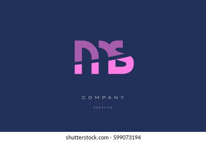 ms m s  pink blue pastel modern abstract alphabet company logo design vector icon template 
