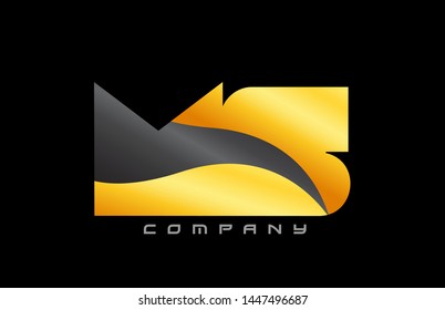 MS M S yellow black alphabet combination letter logo design suitable for a company or business