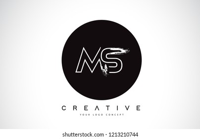 MS Modern Leter Logo Design with Black and White Monogram. Creative Letter Logo Brush Monogram Vector Design.