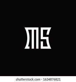 MS monogram logo with curved side style design template