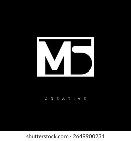 Monograma de espacio negativo de MS: logotipo minimalista de marca de letras en blanco y negro para marca creativa, identidad de moda y conceptos de diseño modernos
