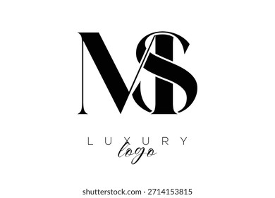 Logotipo de la tipografía del monograma de la letra de MS Serif para la identidad elegante de la marca de Premium
