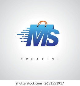 MS Shopping Monogram – Fast Delivery E-commerce Logo with Bag Icon and Digital Branding for Online Store, Retail and Logistic Identity
