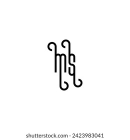 MS simple curved concept initial logo design black and white background