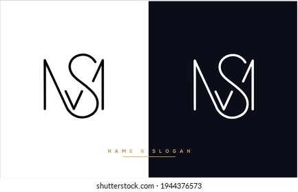 Monograma del logotipo de las letras abstractas de MS ,SM