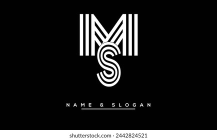 Monograma del logotipo de las letras abstractas de MS, SM
