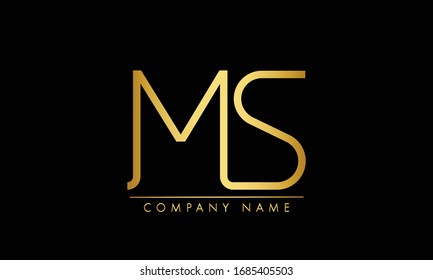 MS SM Letter Linked Luxury Premium Logo

