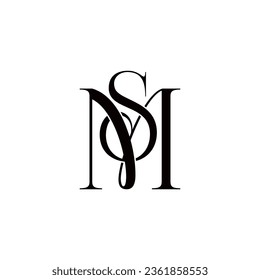 Carta SM Linked Luxury Premium Logo, Diseño del logotipo de la boda, Monograma de la boda de la corona a medida, Logotipo de la boda inicial de la cresta