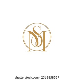 Carta SM Linked Luxury Premium Logo, Diseño del logotipo de la boda, Monograma de la boda de la corona a medida, Logotipo de la boda inicial de la cresta