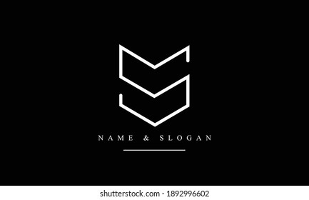 plantilla de monograma del logotipo del vector abstracto MS, SM, M, S