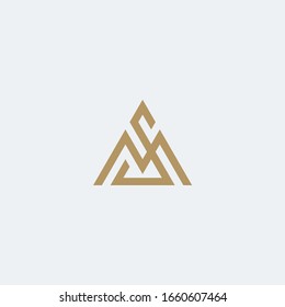 MS or SM monogram logo in gold triangle shape