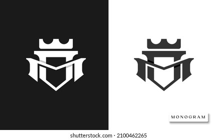 MS SM S M Monogram Logo Template Vector Illustration Isolated in Black White Background