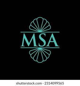 MSA Letter With Shell Logo Design Template, jewelry logo in luxury and shell