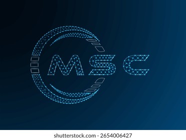 MSC low poly letter logo vector design. MSC lower poly logo design. Low poly logo.
