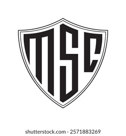 MSC shield monogram logo, minimalist geometric design for branding