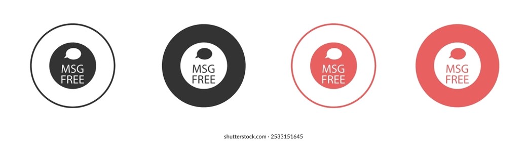 Msg free icon Flat set in black and white color