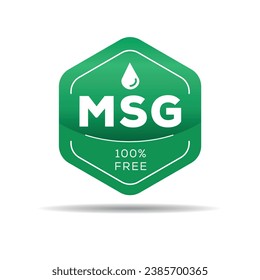 MSG free (Monosodium glutamate acid) label sign, vector illustration.