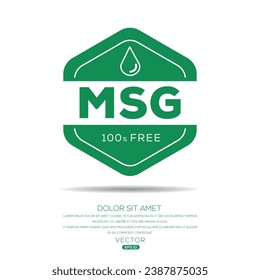 MSG free (Monosodium glutamate acid) label sign, vector illustration.