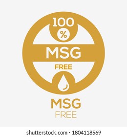 (MSG free) Monosodium glutamate label sign, vector illustration.