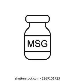 MSG powder in bottle. Seasoning icon line style isolated on white background. Vector illustration