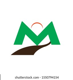 M-shaped logo design, white background