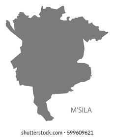 Msila Algeria map grey illustration silhouette
