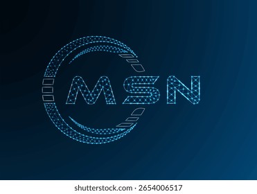 Projeto vetorial de logotipo de letra poli baixo do MSN. Design do logotipo poli inferior do MSN. Logotipo poli baixo.