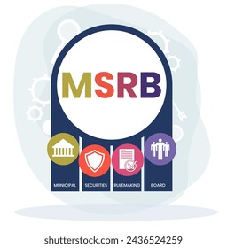 MSRB, Municipal Securities Rulemaking Board. Concept with keyword and icons. Flat vector illustration. Isolated on white.