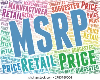 MSRP word cloud isolated on a white background