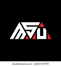 MSU triangle letter logo design with triangle shape. MSU triangle logo design monogram. MSU triangle vector logo template with red color. MSU triangular logo Simple, Elegant, and Luxurious design.