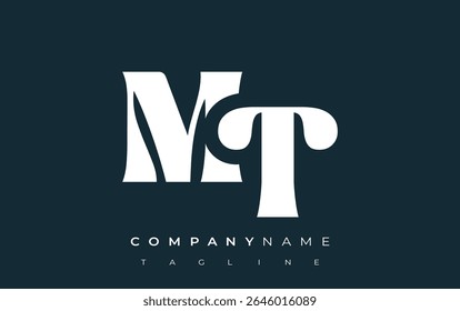MT Creative Abstract Typography Logo Design. Elegant logo combining bold typography and creative shapes, ideal for branding and identity solutions.