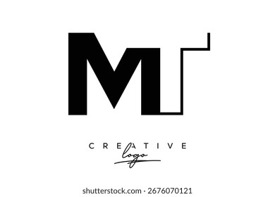 MT Creativo Minimalista Espacio Negativo Logo Latter con Monograma Moderno para B 5cranding y Negocio Lettermark Logo con Letras Iniciales Diseño de Logo para Branding.