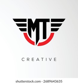 MT Creative Wings Letra logotipo com escudo moderno - Poderoso símbolo de marca e negócios	
