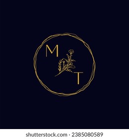 MT elegant wedding initial logo in high quality professional design that will print well across any print media