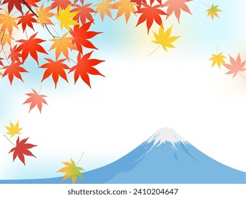 Mt. Fuji and autumn leaves background frame