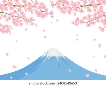 Mt. Fuji and cherry blossoms in full bloom