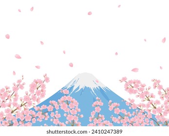 Mt. Fuji and cherry blossoms in full bloom frame