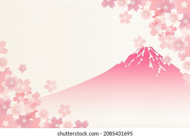 Mt. Fuji cherry blossoms Japanese pattern background 