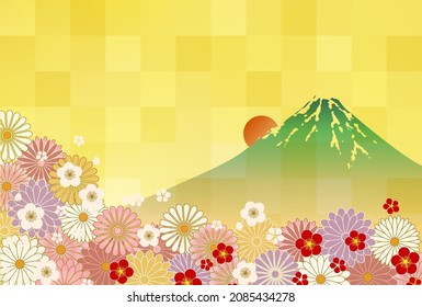 Mt. Fuji chrysanthemum Japanese pattern background 