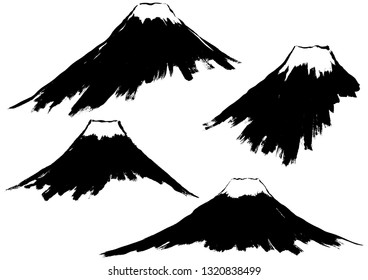 Mt. Fuji drawn with a brush