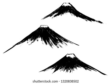 Mt. Fuji drawn with a brush