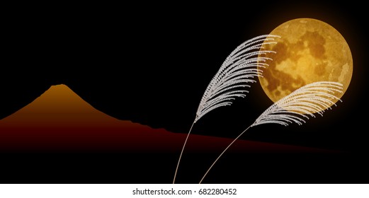 Mt. Fuji full moon background