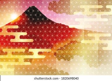 Mt. Fuji Japanese pattern New Year's card background
